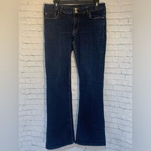 *Sold* White House Black Market Skinny Flare Jeans Rhinestone Pocket Accents 8S